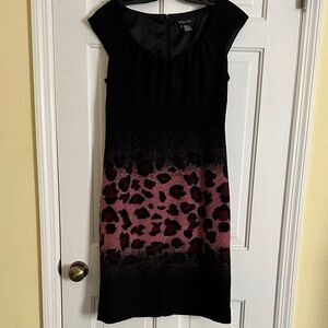 Etcetera Black and Pink Leopard Print Midi Dress
